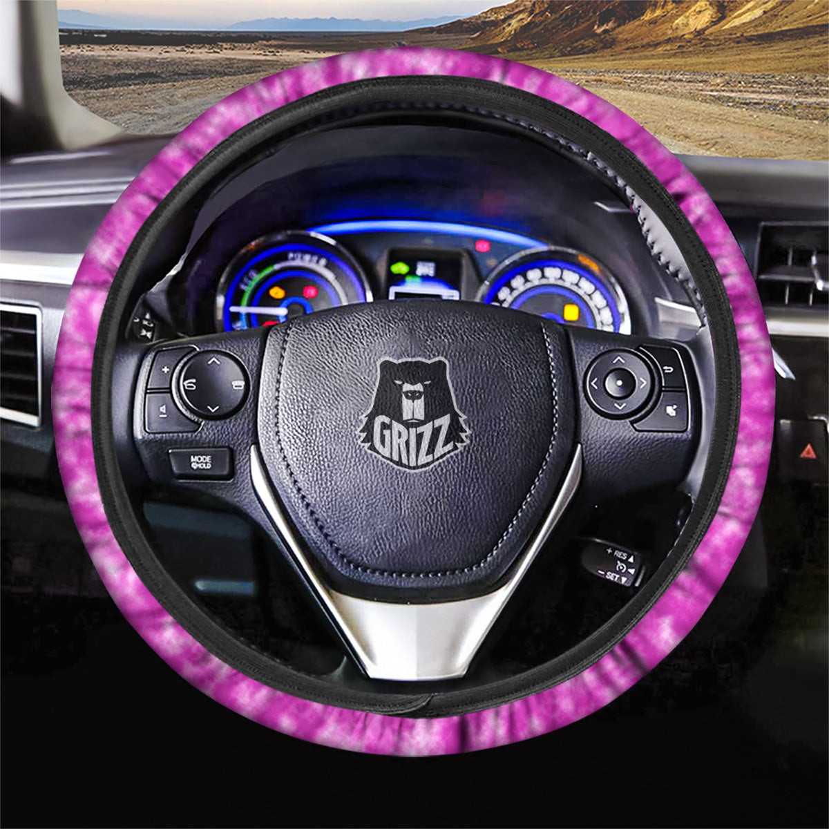 Tie Dye Hot Pink Print Pattern Car Steering Wheel Cover-grizzshop