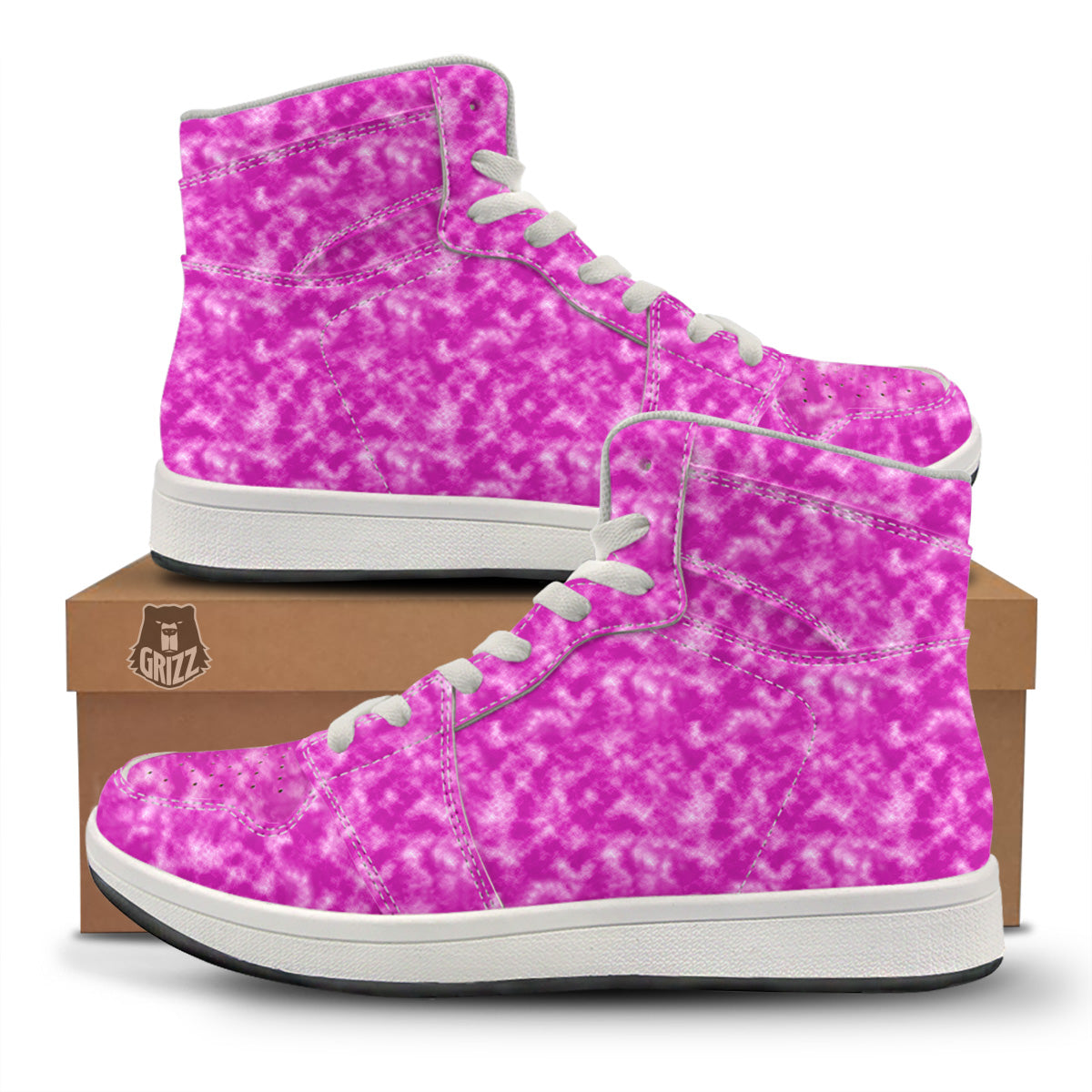 Tie Dye Hot Pink Print Pattern High Top Sneakers-grizzshop