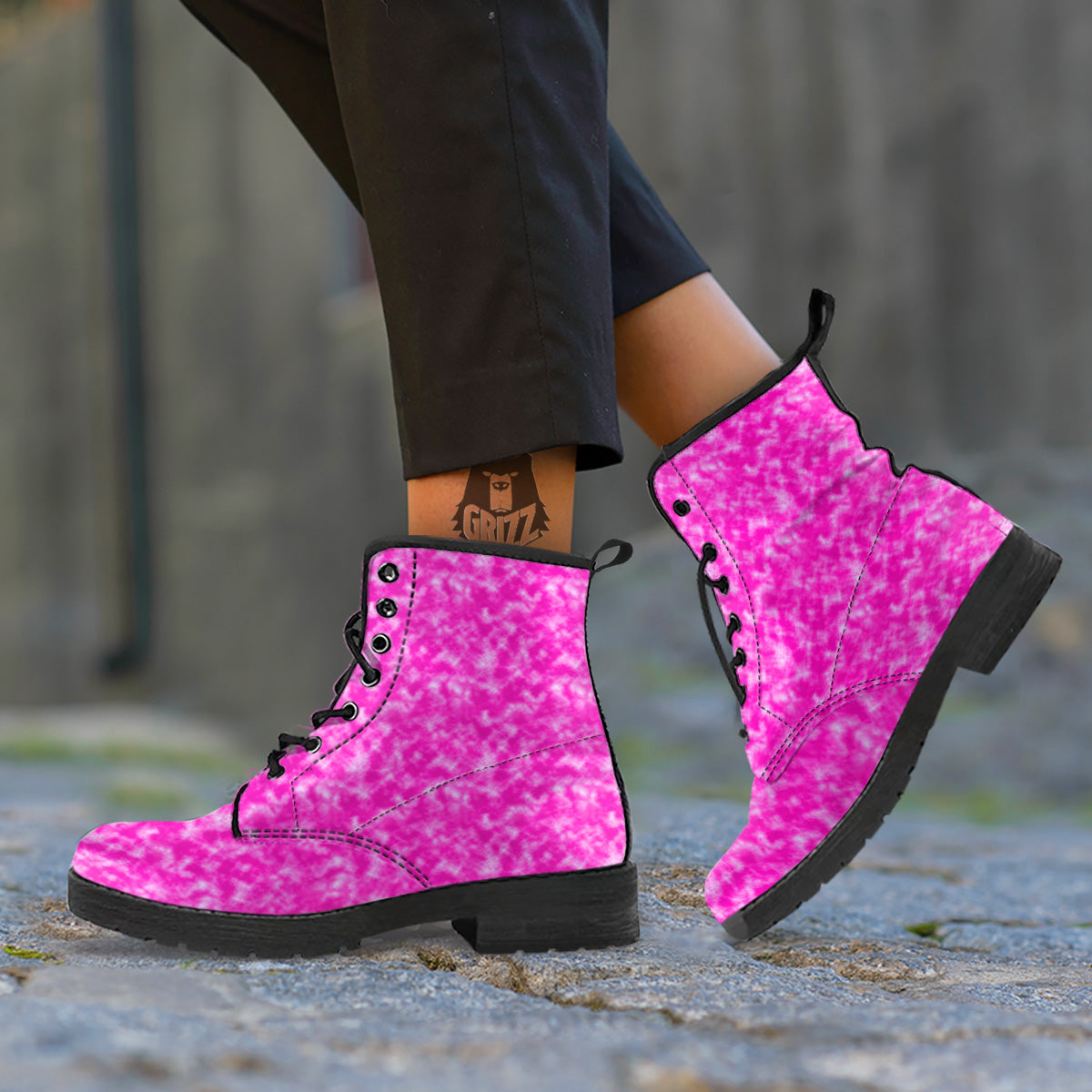 Tie Dye Hot Pink Print Pattern Leather Boots-grizzshop