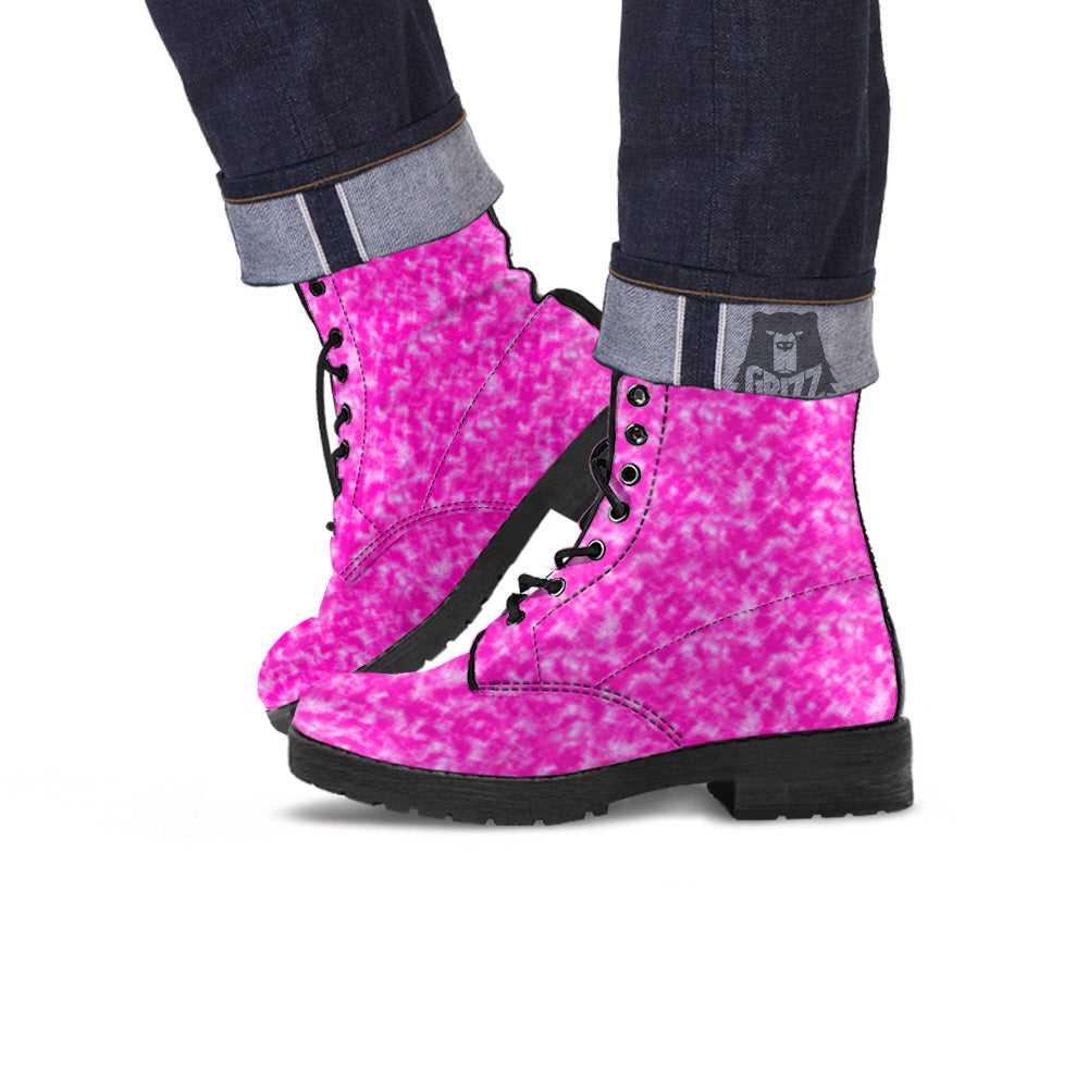Tie Dye Hot Pink Print Pattern Leather Boots-grizzshop