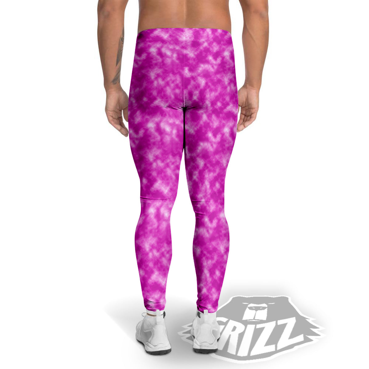 Tie Dye Hot Pink Print Pattern Men's Leggings-grizzshop