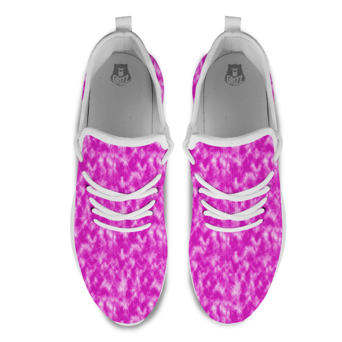 Tie Dye Hot Pink Print Pattern White Athletic Shoes-grizzshop