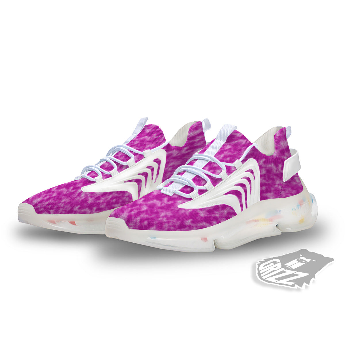 Tie Dye Hot Pink Print Pattern White Gym Shoes-grizzshop