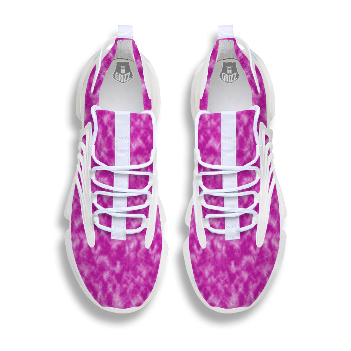 Tie Dye Hot Pink Print Pattern White Gym Shoes-grizzshop