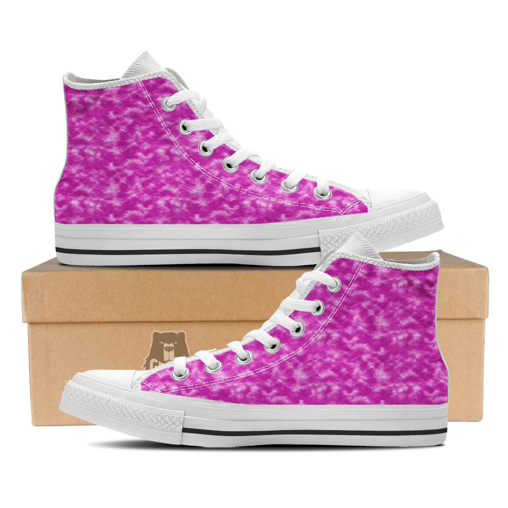 Tie Dye Hot Pink Print Pattern White High Top Shoes-grizzshop
