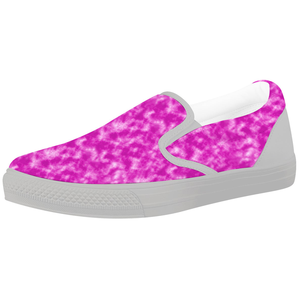 Tie Dye Hot Pink Print Pattern White Slip On Shoes-grizzshop