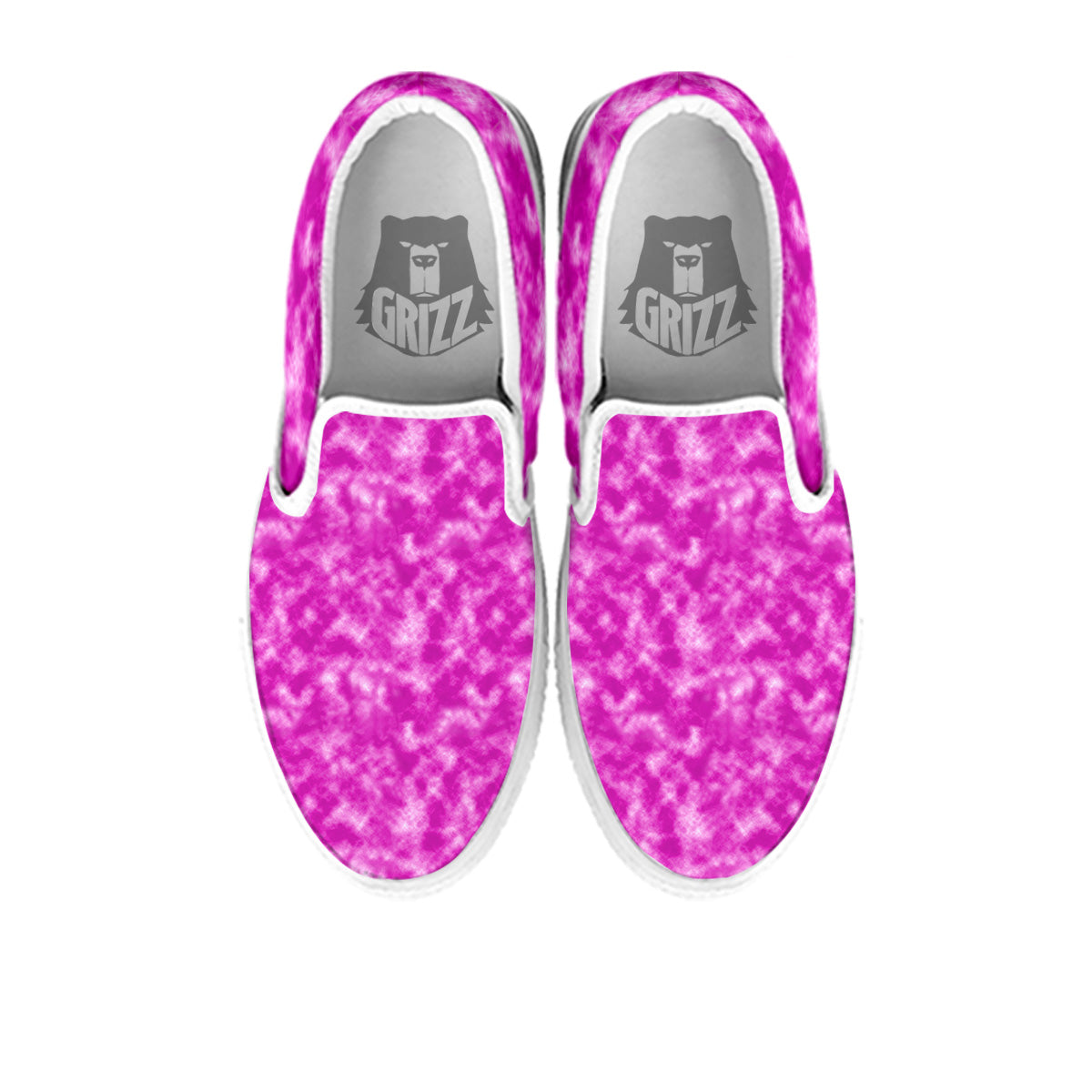 Tie Dye Hot Pink Print Pattern White Slip On Shoes-grizzshop