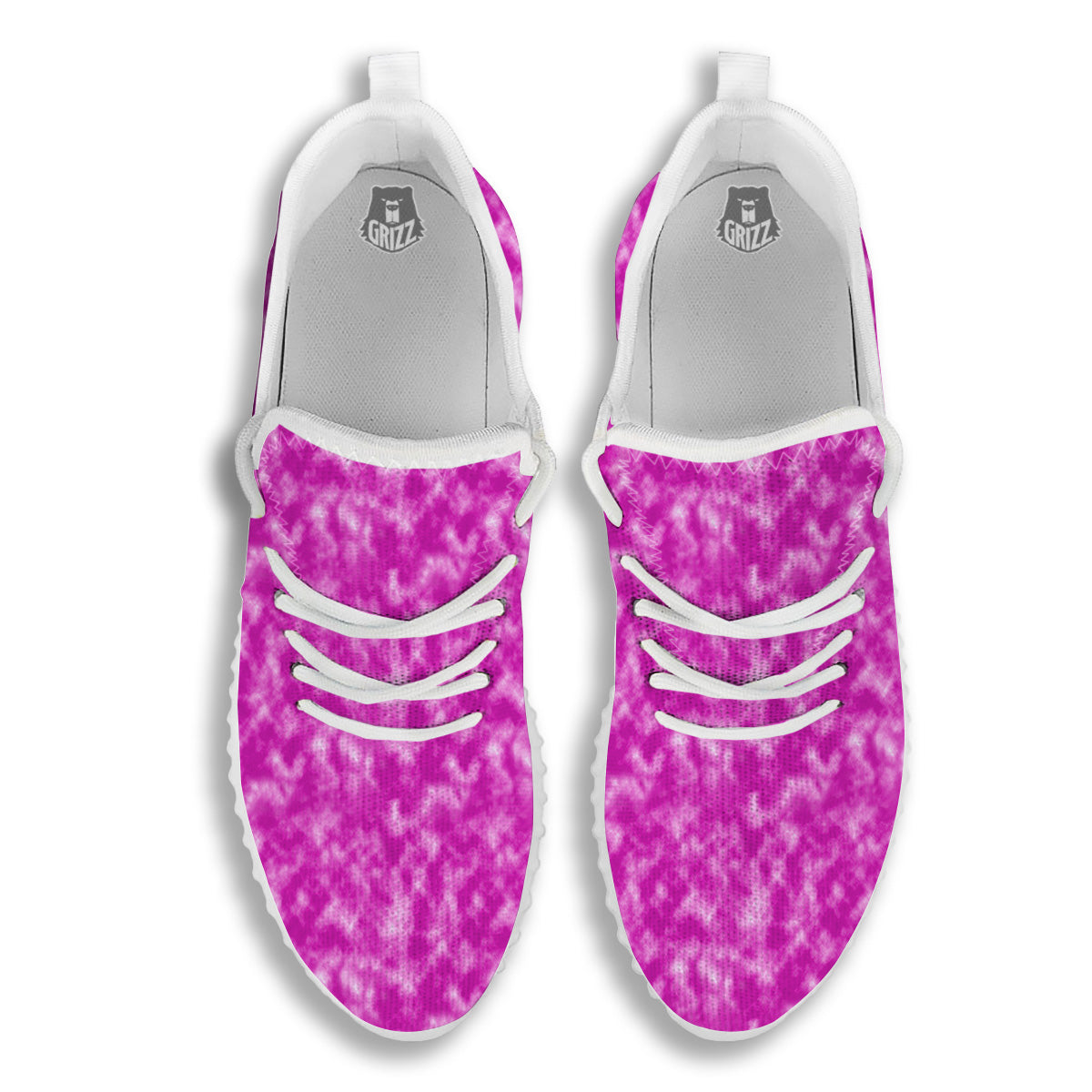 Tie Dye Hot Pink Print Pattern White Walking Shoes-grizzshop