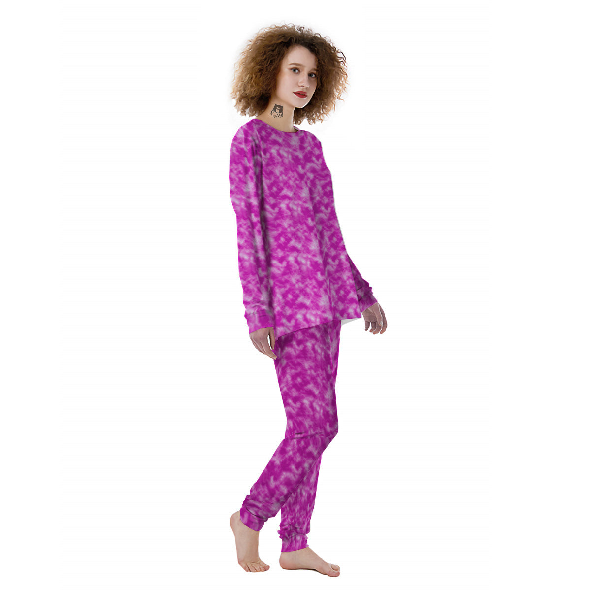 Tie Dye Hot Pink Print Pattern Women's Pajamas-grizzshop