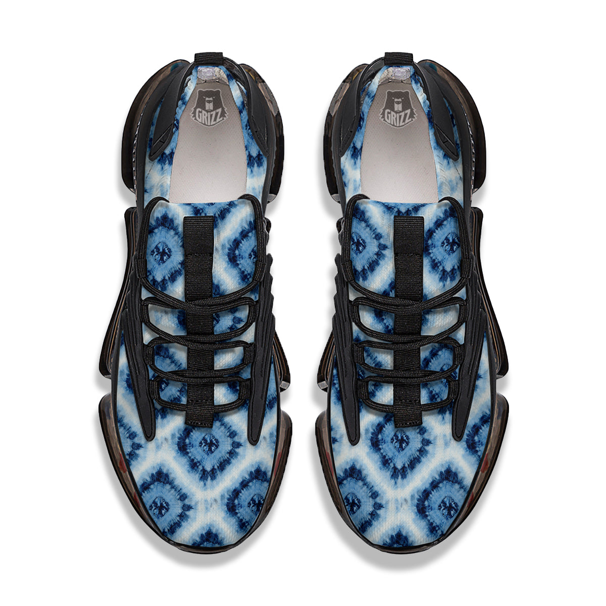 Tie Dye Indigo Color Blue Print Black Gym Shoes-grizzshop