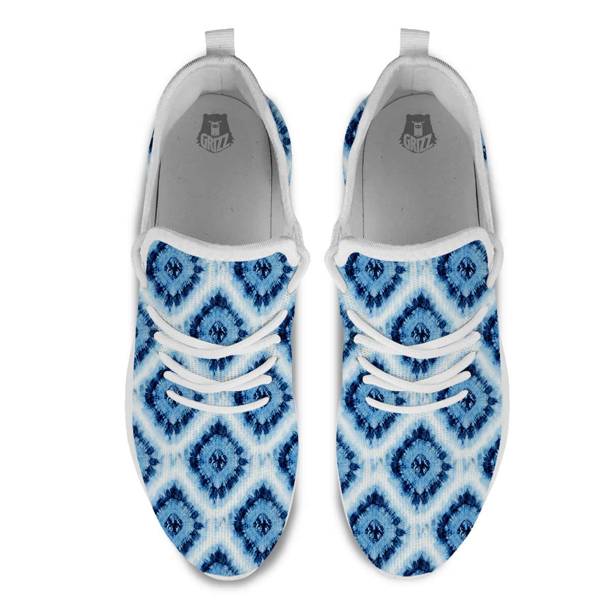 Tie Dye Indigo Color Blue Print White Athletic Shoes-grizzshop