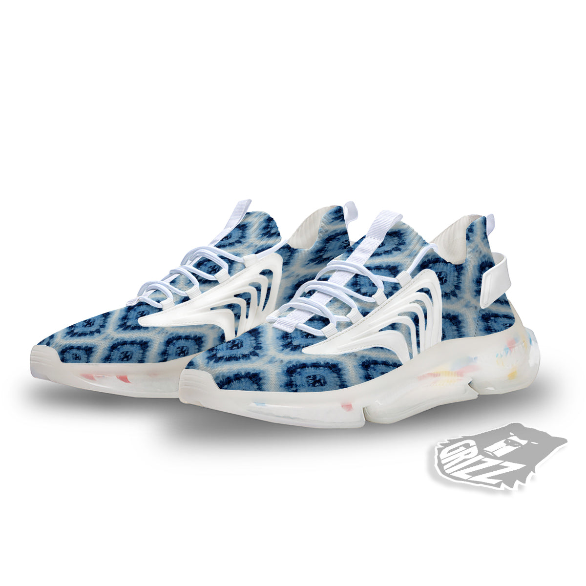 Tie Dye Indigo Color Blue Print White Gym Shoes-grizzshop