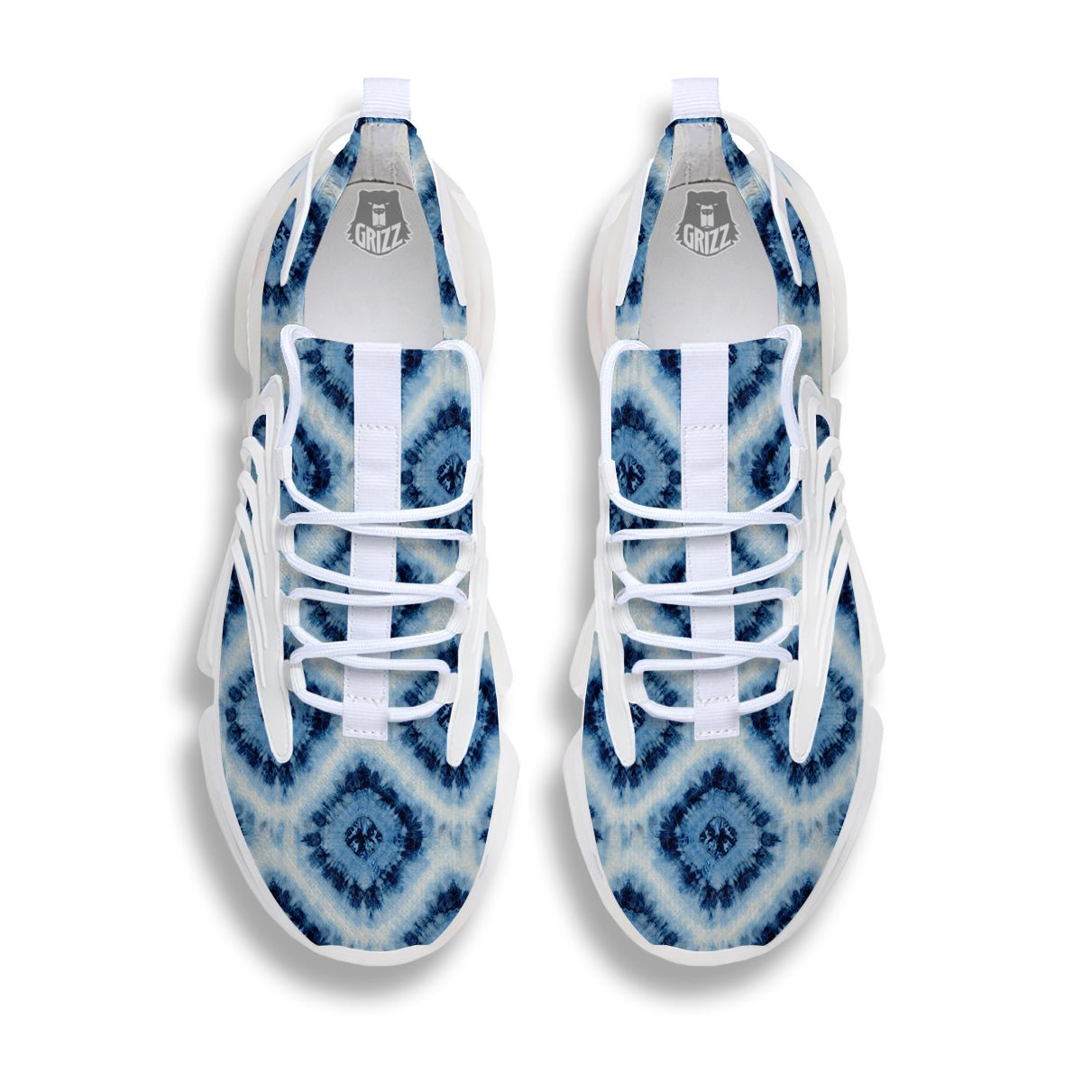 Tie Dye Indigo Color Blue Print White Gym Shoes-grizzshop