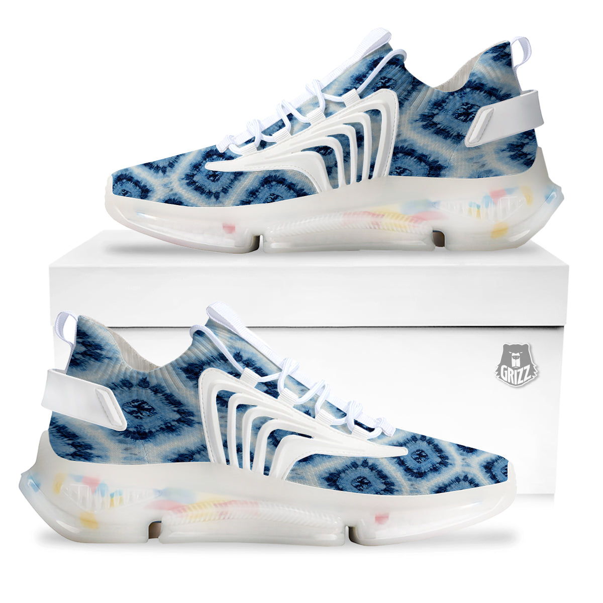 Tie Dye Indigo Color Blue Print White Gym Shoes-grizzshop
