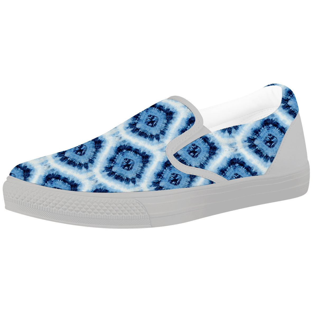 Tie Dye Indigo Color Blue Print White Slip On Shoes-grizzshop