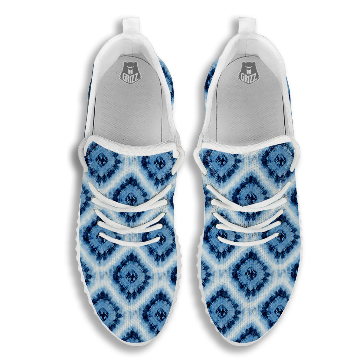 Tie Dye Indigo Color Blue Print White Walking Shoes-grizzshop