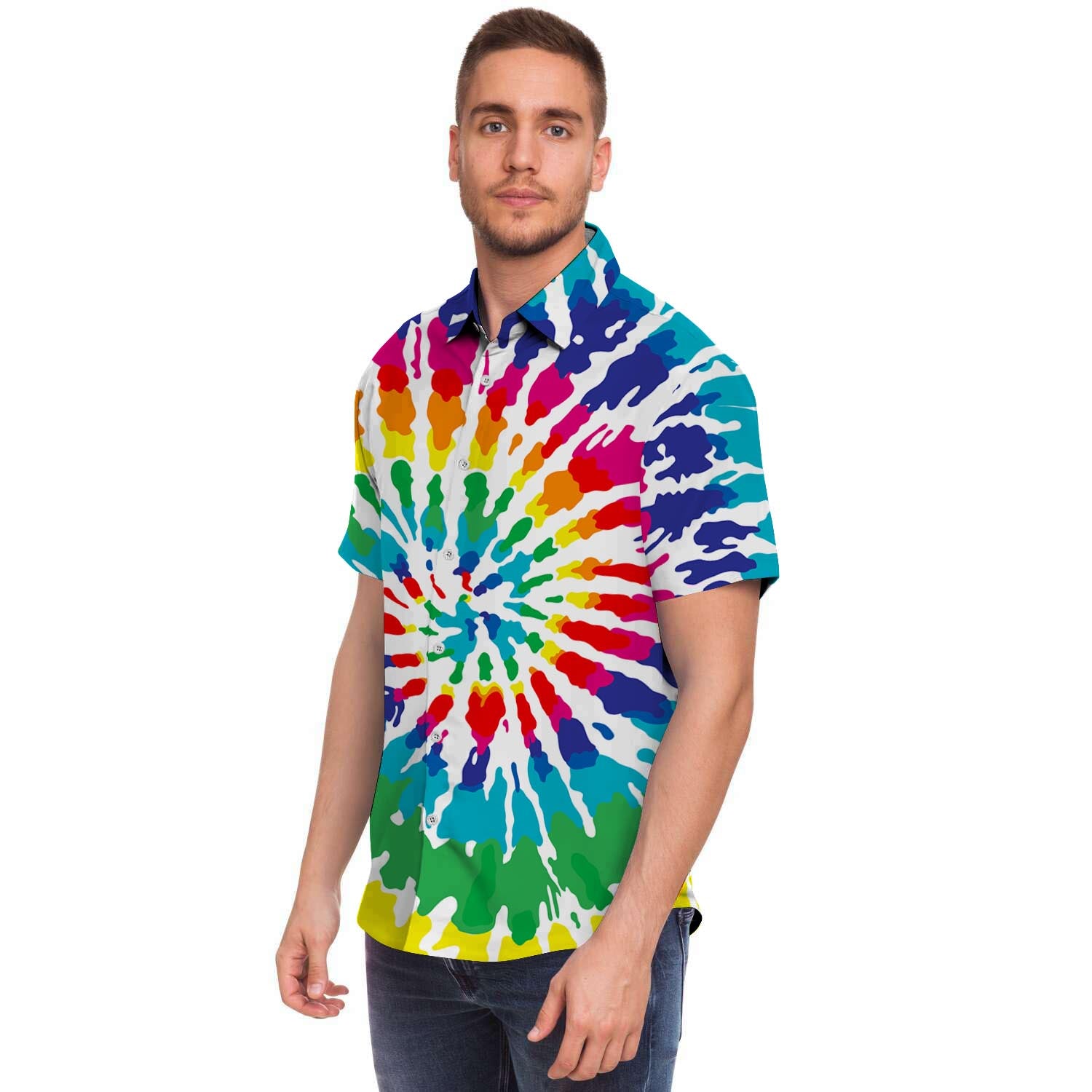 Tie Dye Men's Short Sleeve Shirt-grizzshop