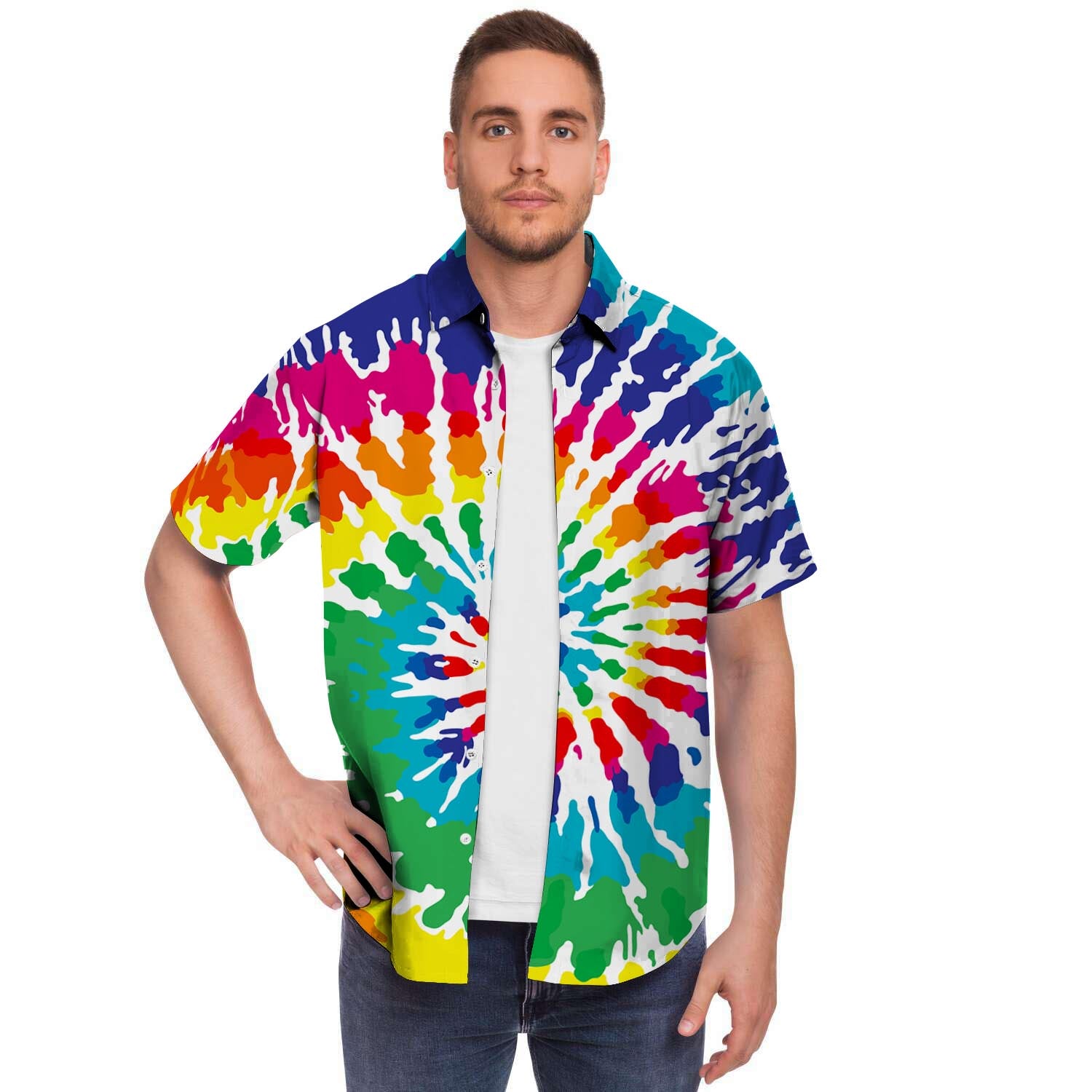 Tie Dye Men's Short Sleeve Shirt-grizzshop