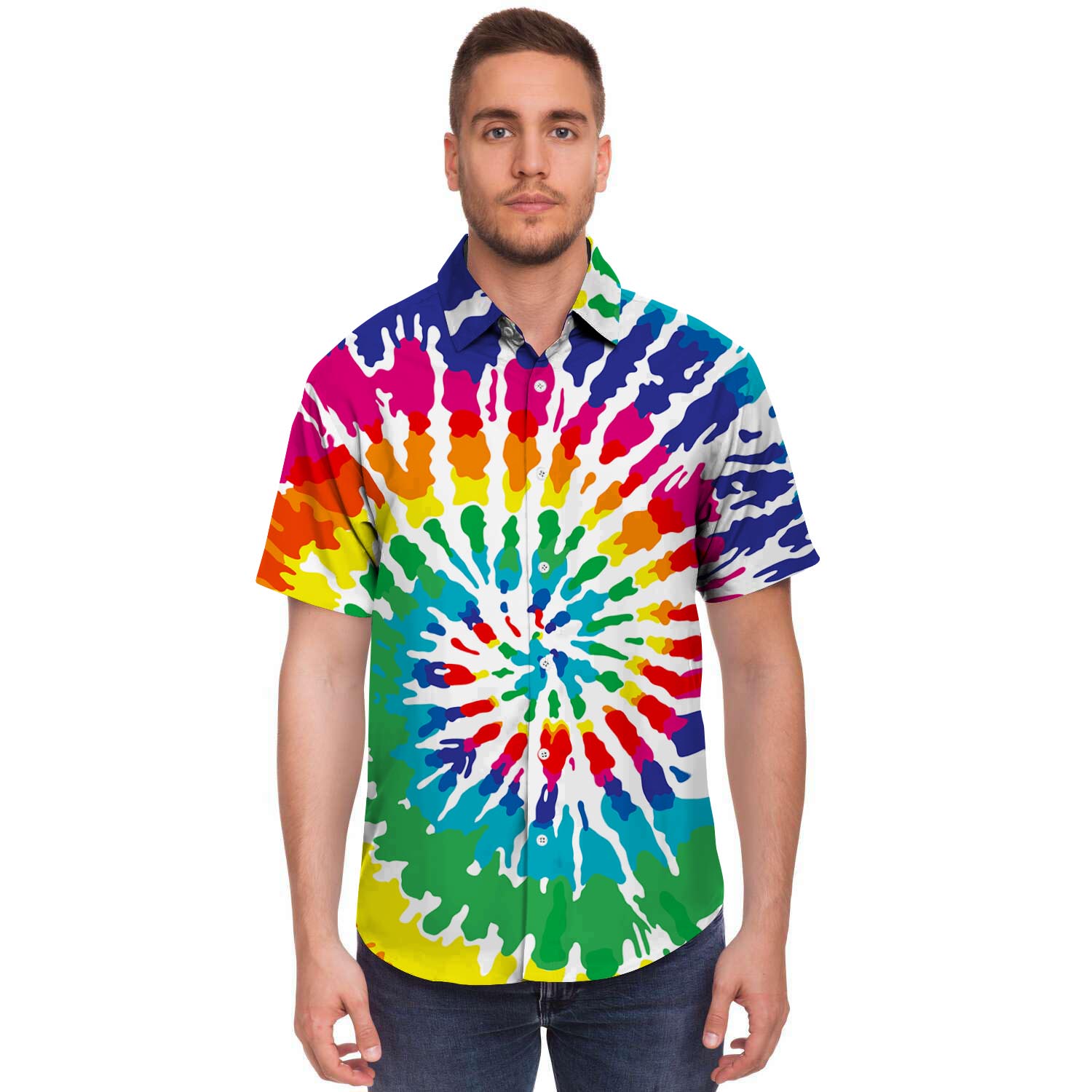 Tie Dye Men's Short Sleeve Shirt-grizzshop