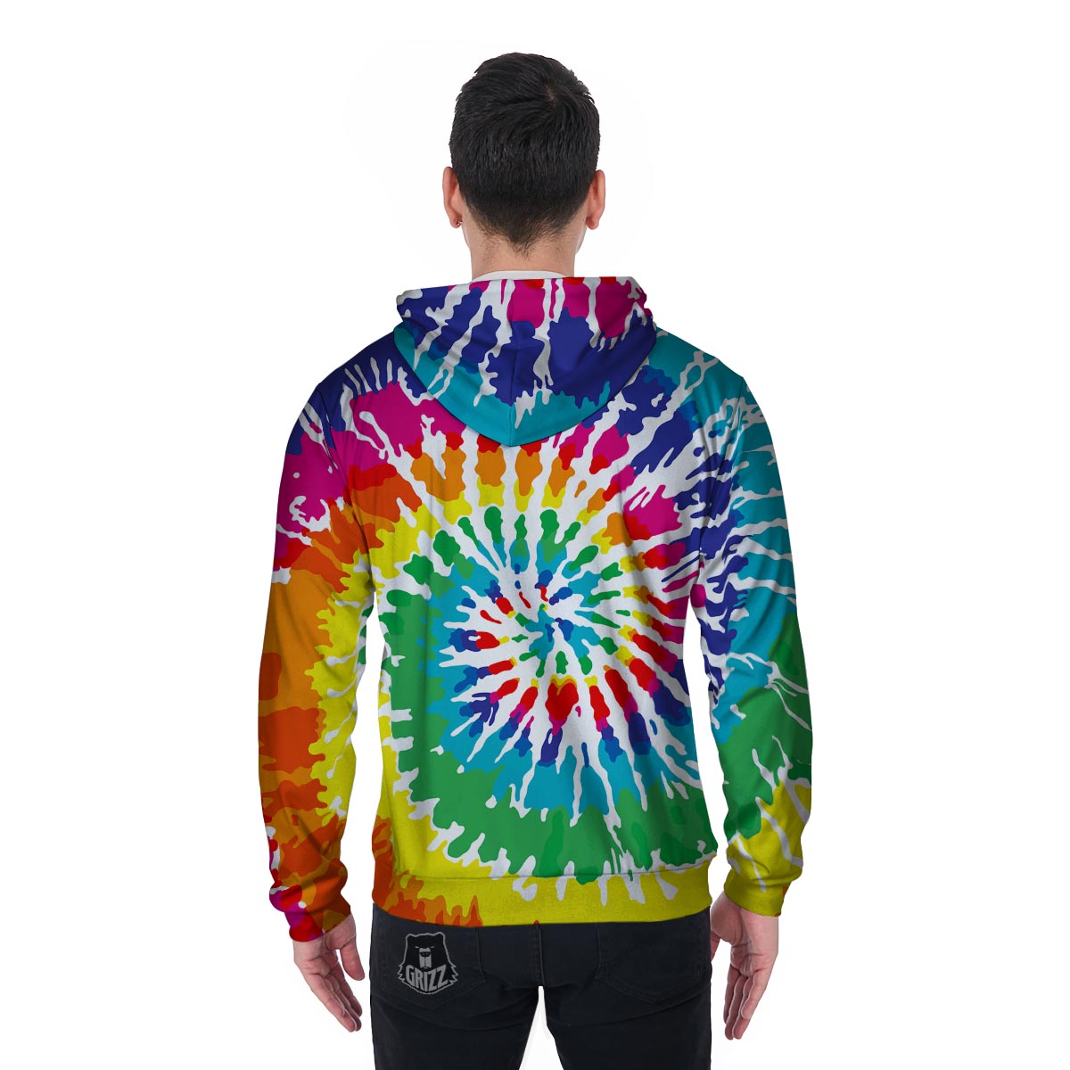 Tie Dye Men's Zip Up Hoodie-grizzshop