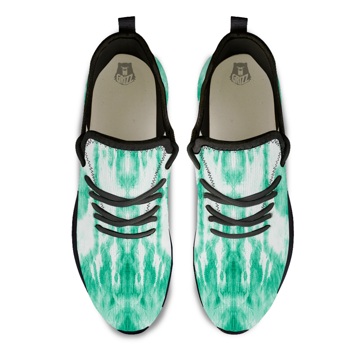 Tie Dye Mint Green Watercolor Print Black Athletic Shoes-grizzshop