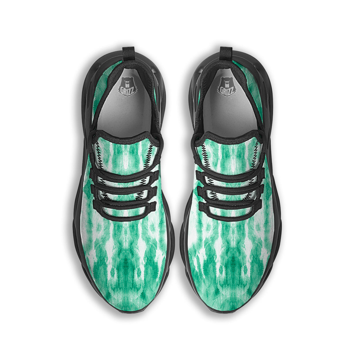 Tie Dye Mint Green Watercolor Print Black Running Shoes-grizzshop