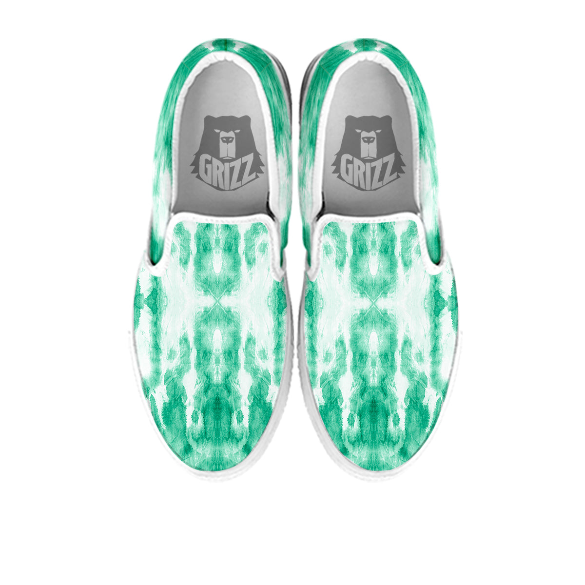 Tie Dye Mint Green Watercolor Print White Slip On Shoes-grizzshop