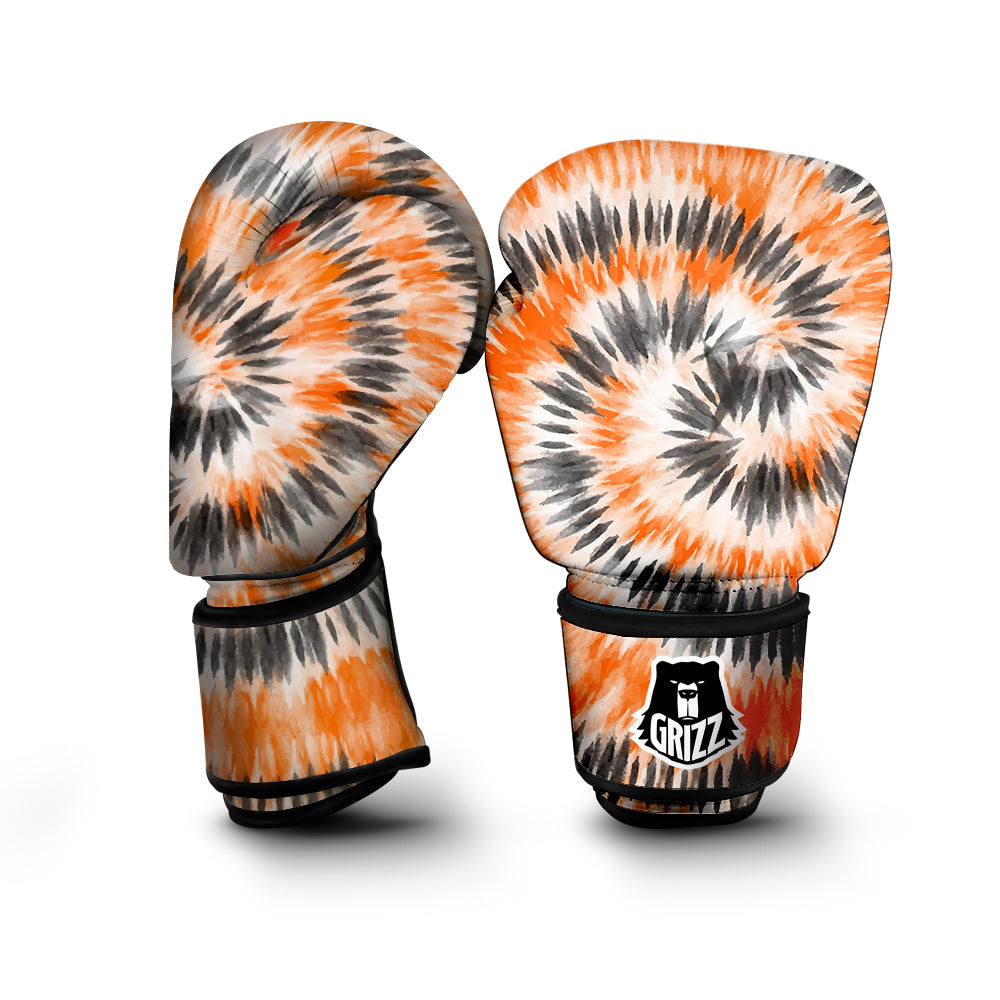 Tie Dye Orange Black Watercolor Print Boxing Gloves-grizzshop