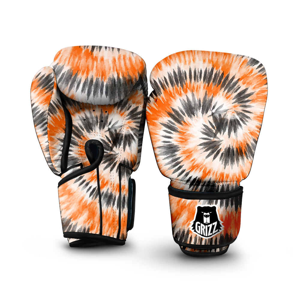 Tie Dye Orange Black Watercolor Print Boxing Gloves-grizzshop