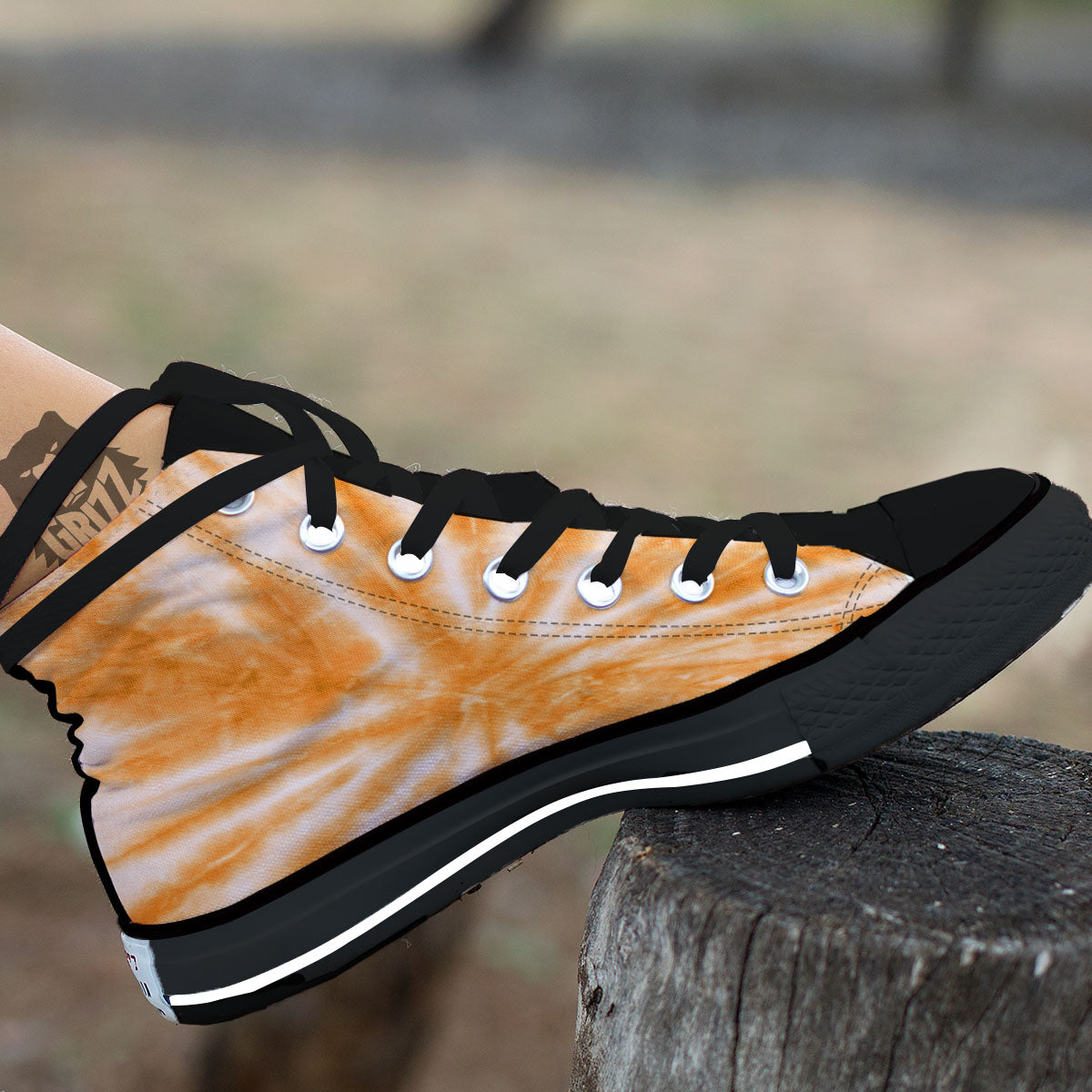Tie Dye Orange Print High Top Shoes-grizzshop