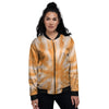 Tie Dye Orange Print Women's Bomber Jacket-grizzshop