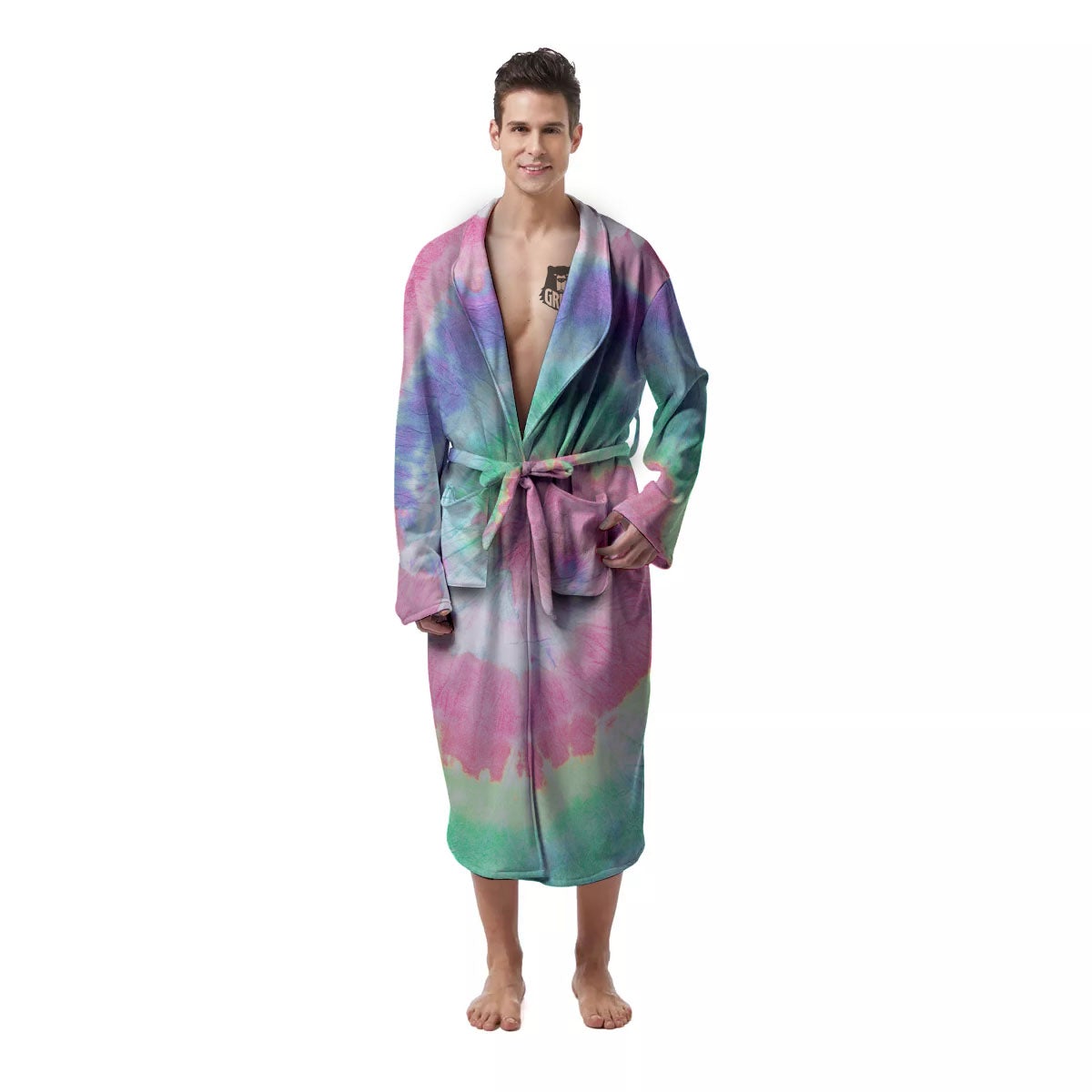 Tie Dye Pastel Print Men's Robe-grizzshop