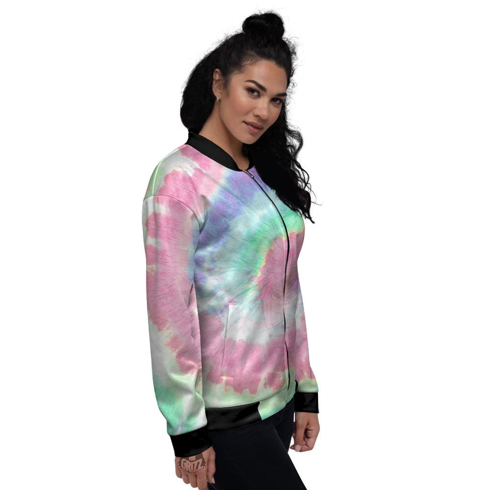 Tie Dye Pastel Print Women's Bomber Jacket-grizzshop