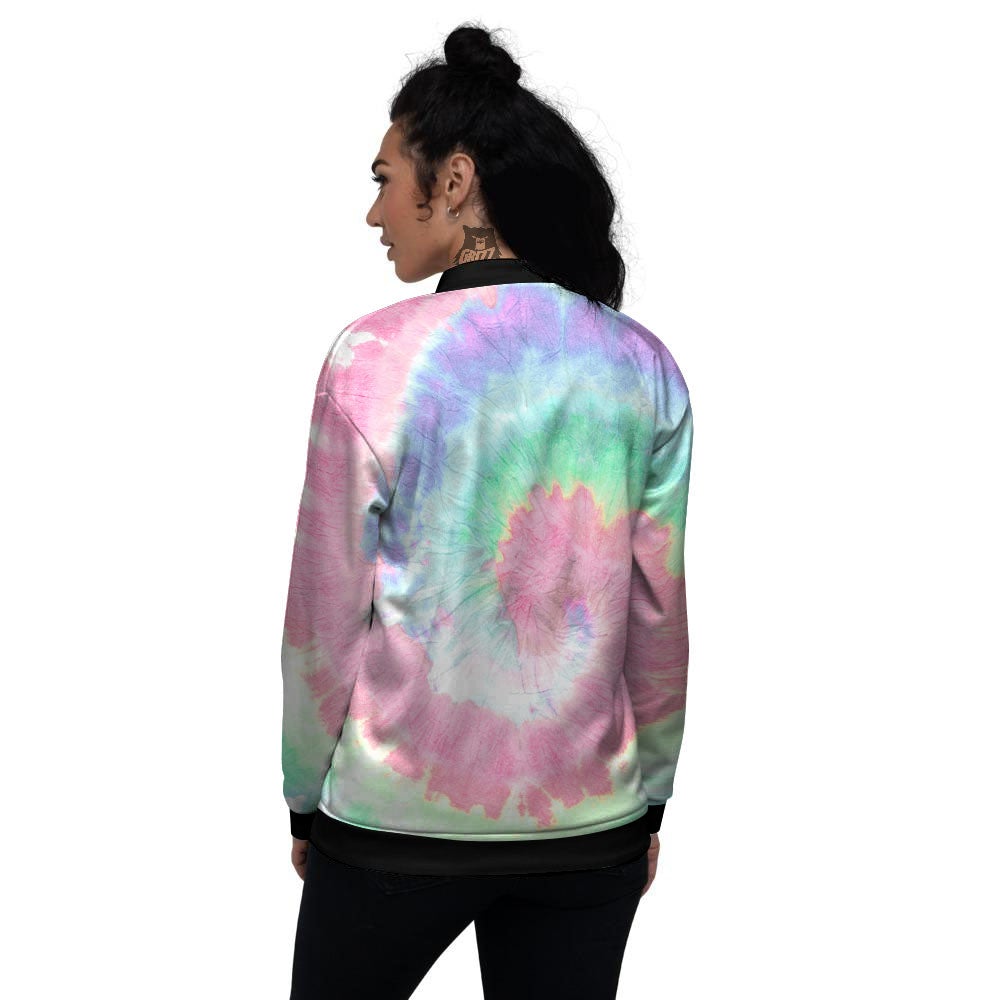 Tie Dye Pastel Print Women's Bomber Jacket-grizzshop