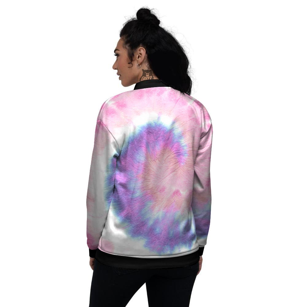 Tie Dye Pastel Spiral Print Women's Bomber Jacket-grizzshop