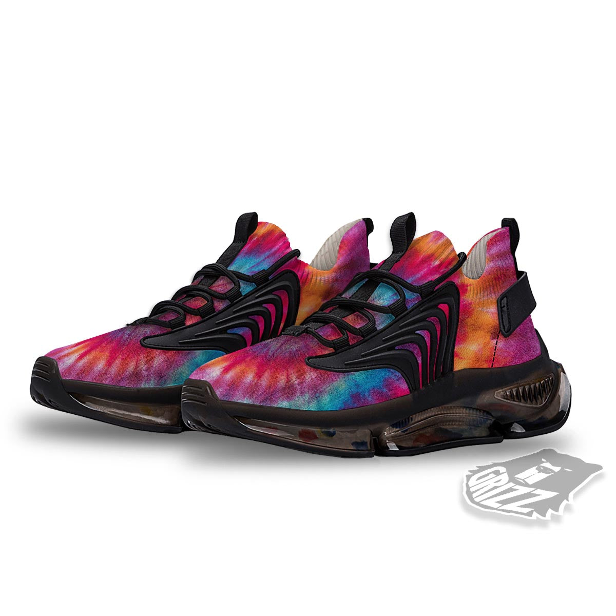 Tie Dye Pattern Print Black Gym Shoes-grizzshop