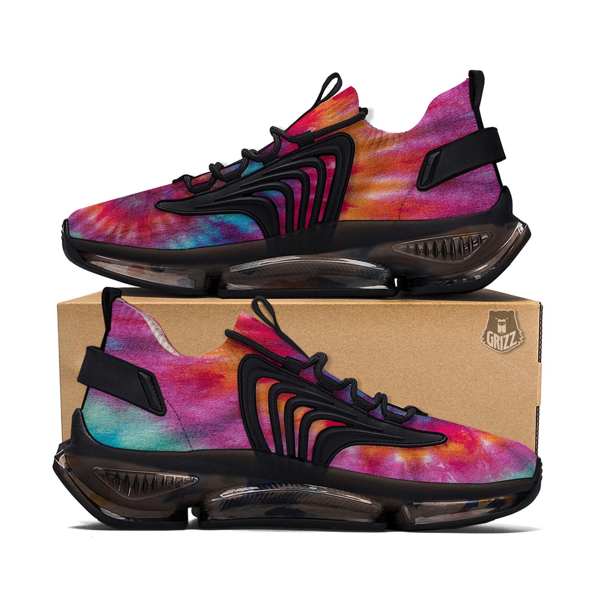 Tie Dye Pattern Print Black Gym Shoes-grizzshop