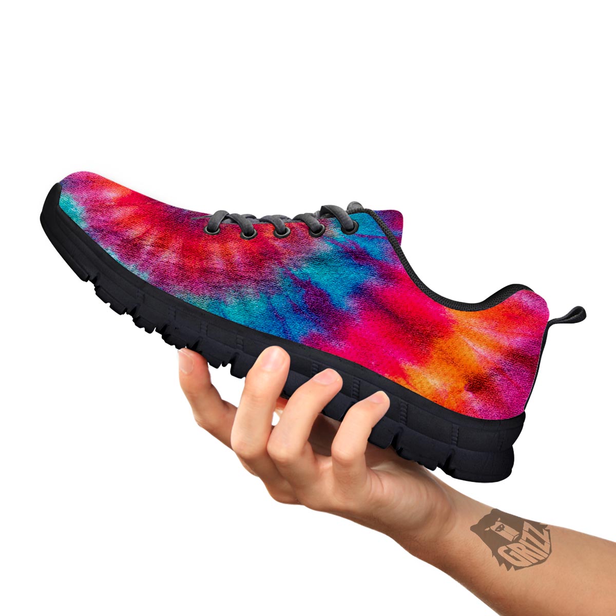 Tie Dye Pattern Print Black Sneaker-grizzshop