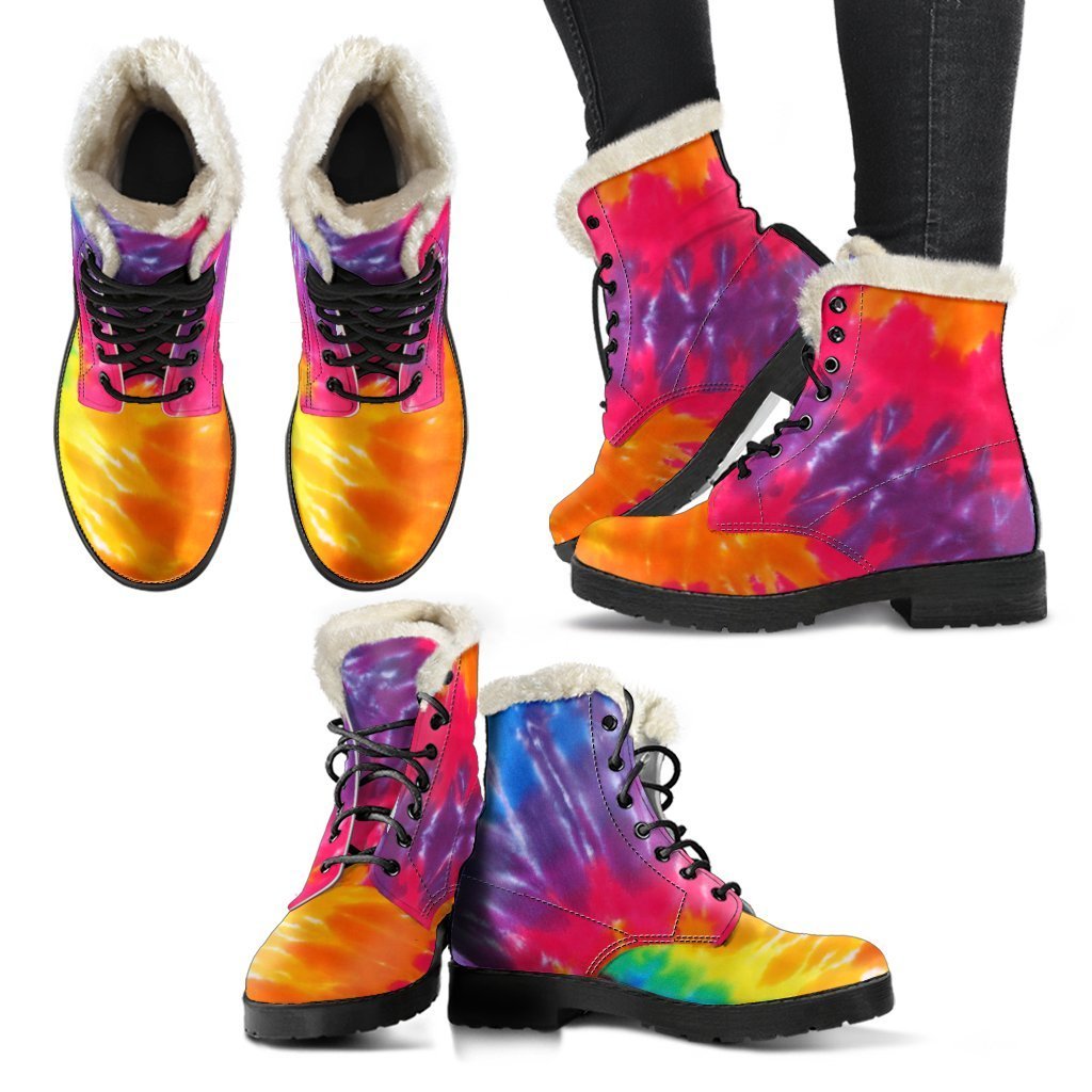Tie Dye Pattern Print Comfy Winter Boots-grizzshop
