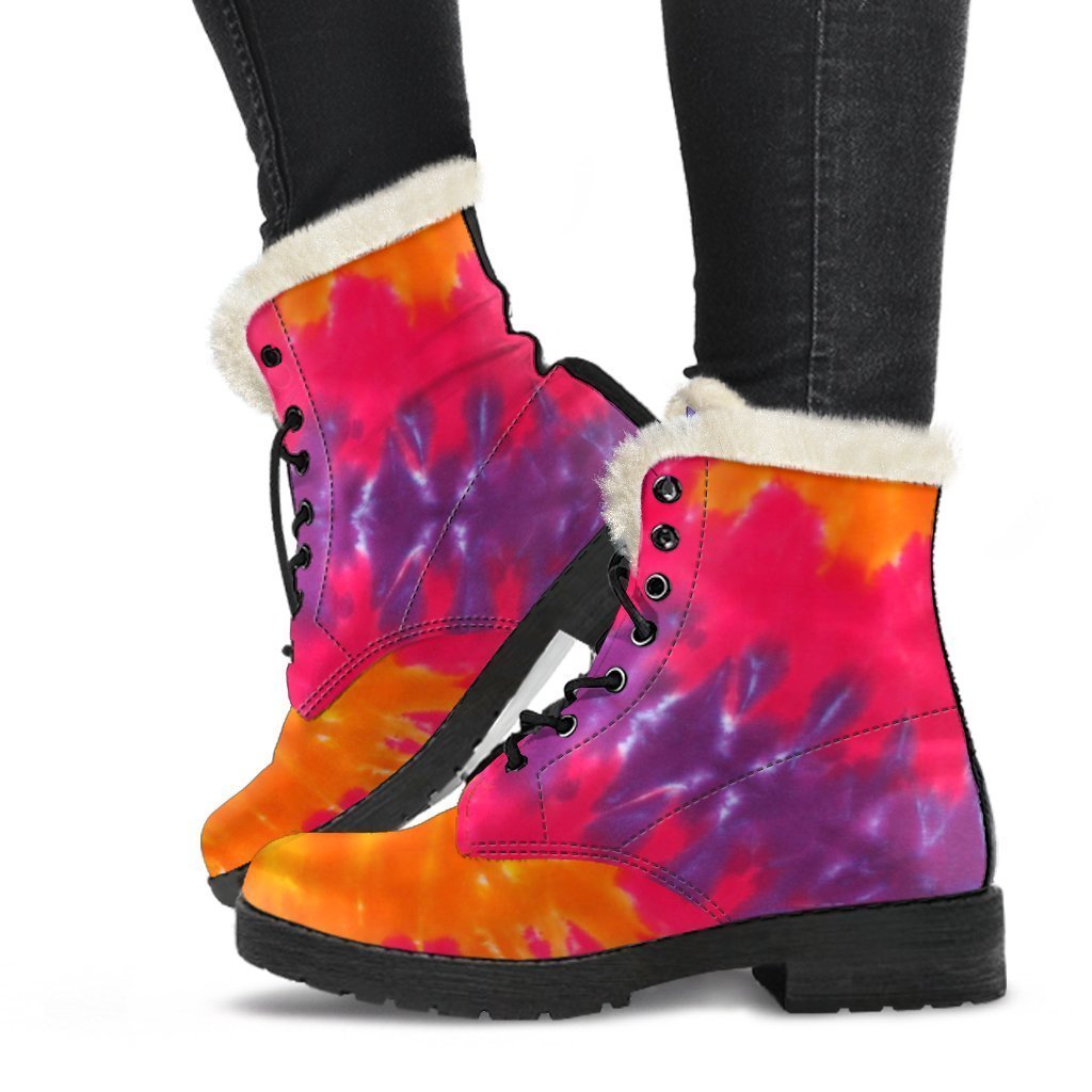 Tie Dye Pattern Print Comfy Winter Boots-grizzshop
