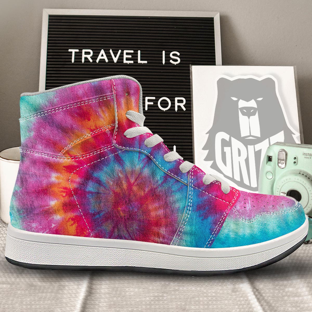 Tie Dye Pattern Print High Top Sneakers-grizzshop