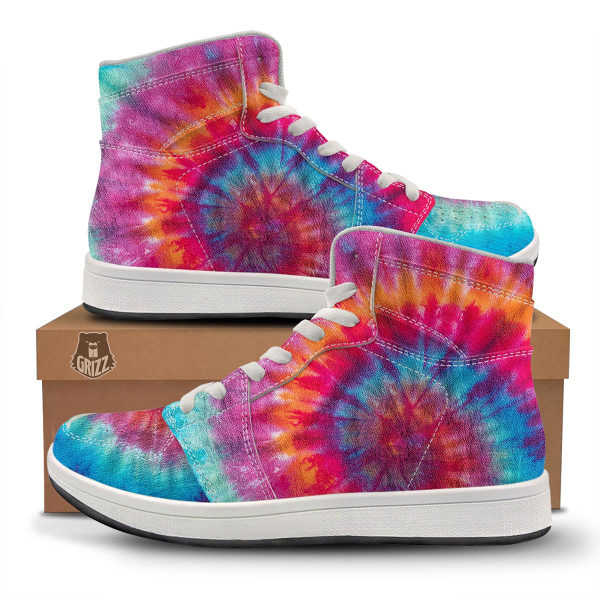 Tie Dye Pattern Print High Top Sneakers-grizzshop