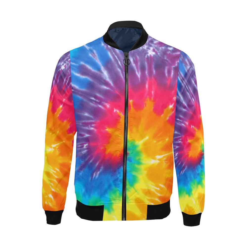 Tie Dye Pattern Print Men's Bomber Jacket-grizzshop