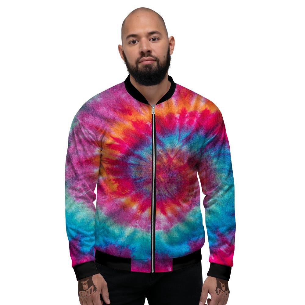 Tie Dye Pattern Print Men's Bomber Jacket-grizzshop
