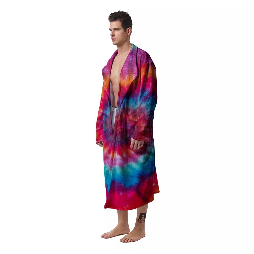 Tie Dye Pattern Print Men's Robe-grizzshop