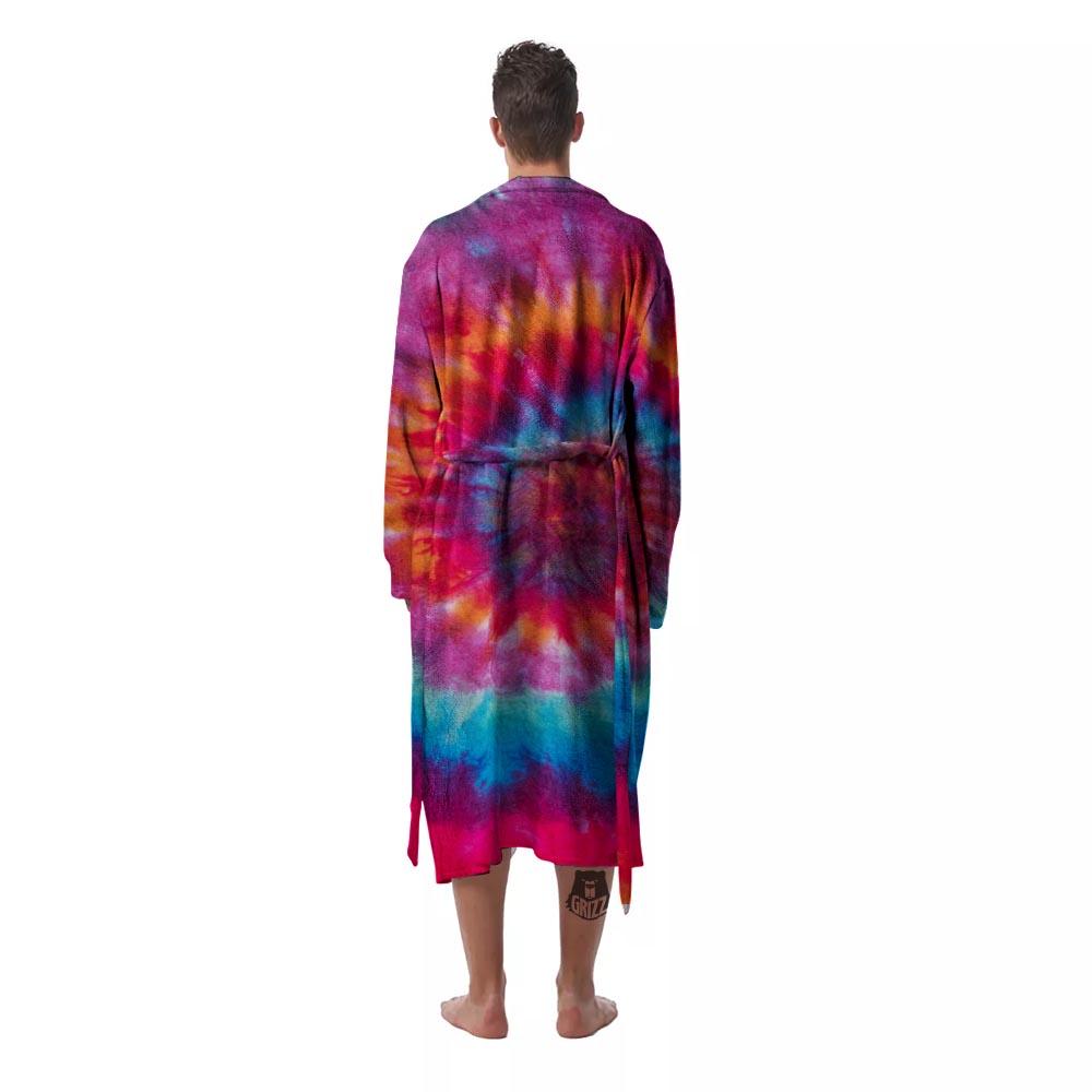 Tie Dye Pattern Print Men's Robe-grizzshop