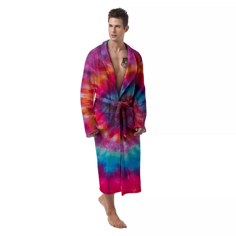 Tie Dye Pattern Print Men's Robe-grizzshop