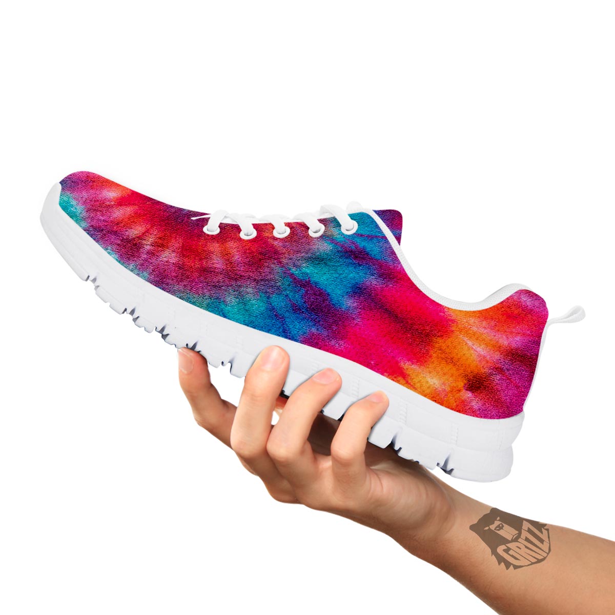 Tie Dye Pattern Print White Sneaker-grizzshop