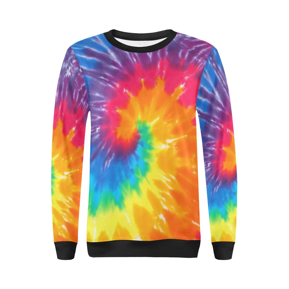 Tie Dye Pattern Print Women Crewneck Sweatshirt-grizzshop