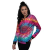 Tie Dye Pattern Print Women's Bomber Jacket-grizzshop